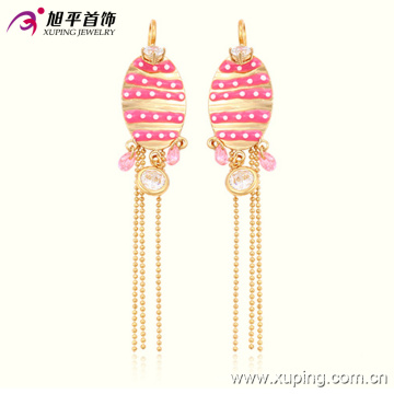 90398 Nouvelle arrivée mode fille bijoux rose couleur ovale en forme de glands drop boucles d&#39;oreilles